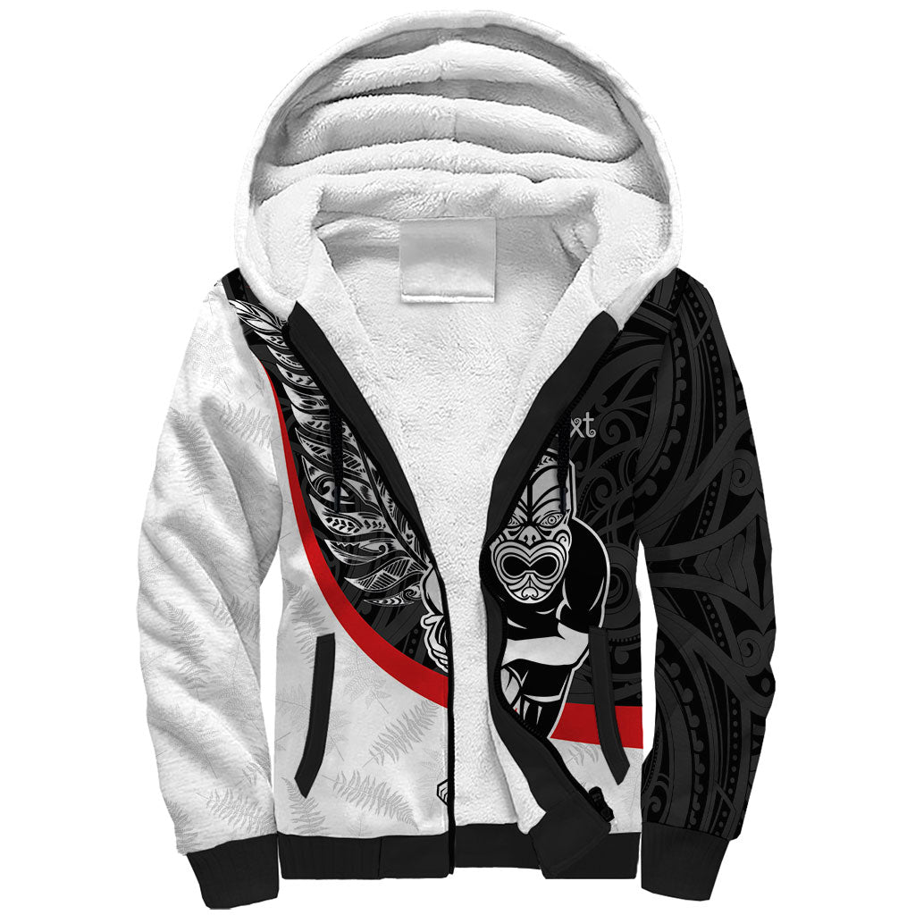 Personalised Aotearoa Lawn Bowls Sherpa Hoodie Maori Warrior and Silver Fern Sporty Style LT03 Unisex Black - Polynesian Pride