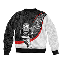 Personalised Aotearoa Lawn Bowls Sleeve Zip Bomber Jacket Maori Warrior and Silver Fern Sporty Style LT03 - Polynesian Pride