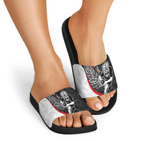 Personalised Aotearoa Lawn Bowls Slide Sandals Maori Warrior and Silver Fern Sporty Style LT03 - Polynesian Pride
