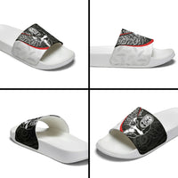 Personalised Aotearoa Lawn Bowls Slide Sandals Maori Warrior and Silver Fern Sporty Style LT03 - Polynesian Pride