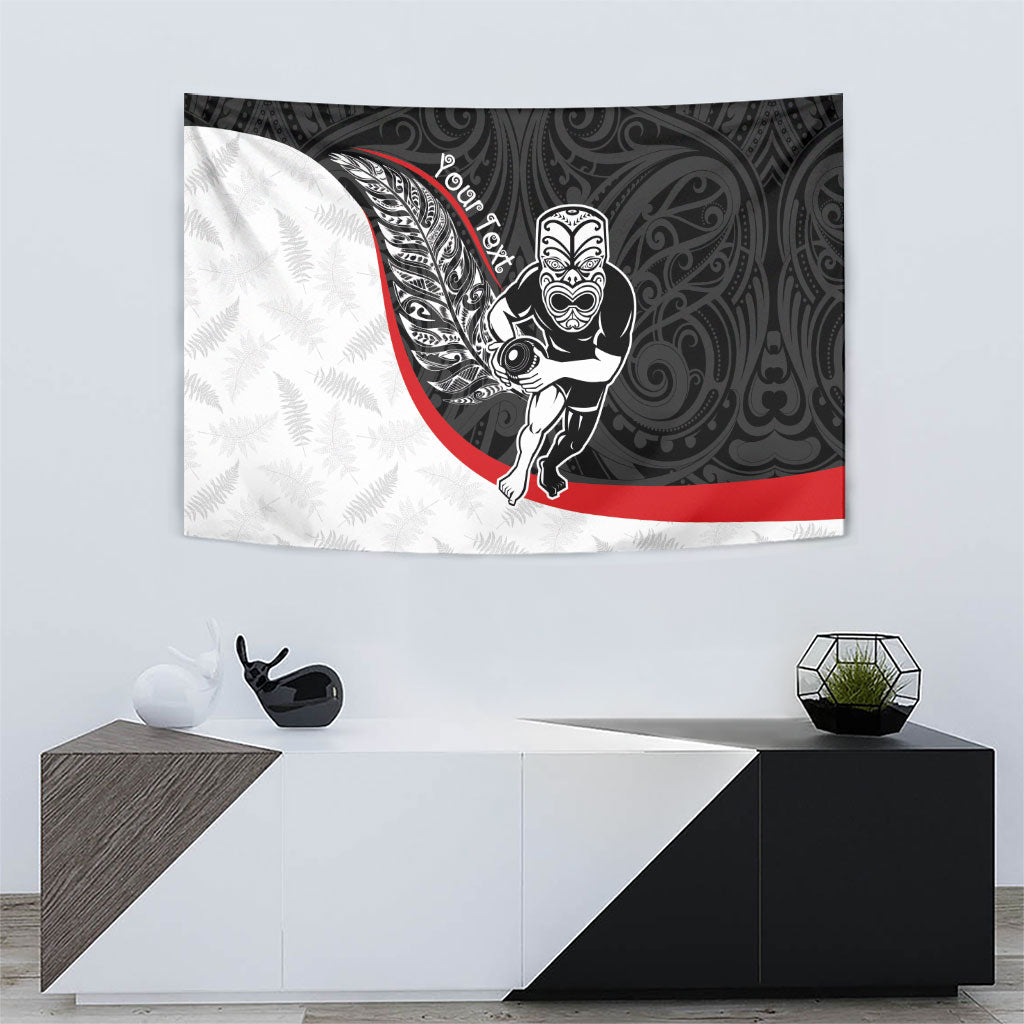 Personalised Aotearoa Lawn Bowls Tapestry Maori Warrior and Silver Fern Sporty Style LT03 - Polynesian Pride