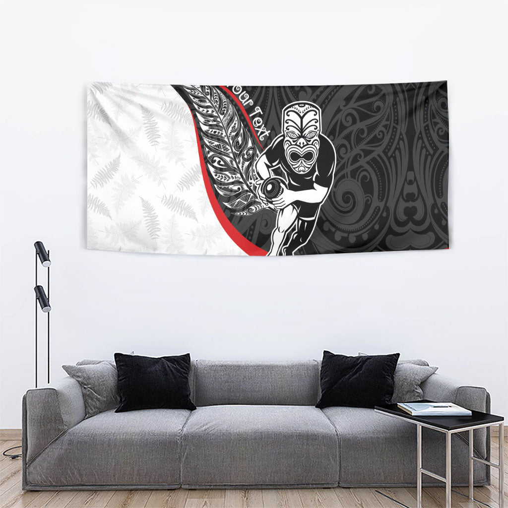 Personalised Aotearoa Lawn Bowls Tapestry Maori Warrior and Silver Fern Sporty Style LT03 - Polynesian Pride