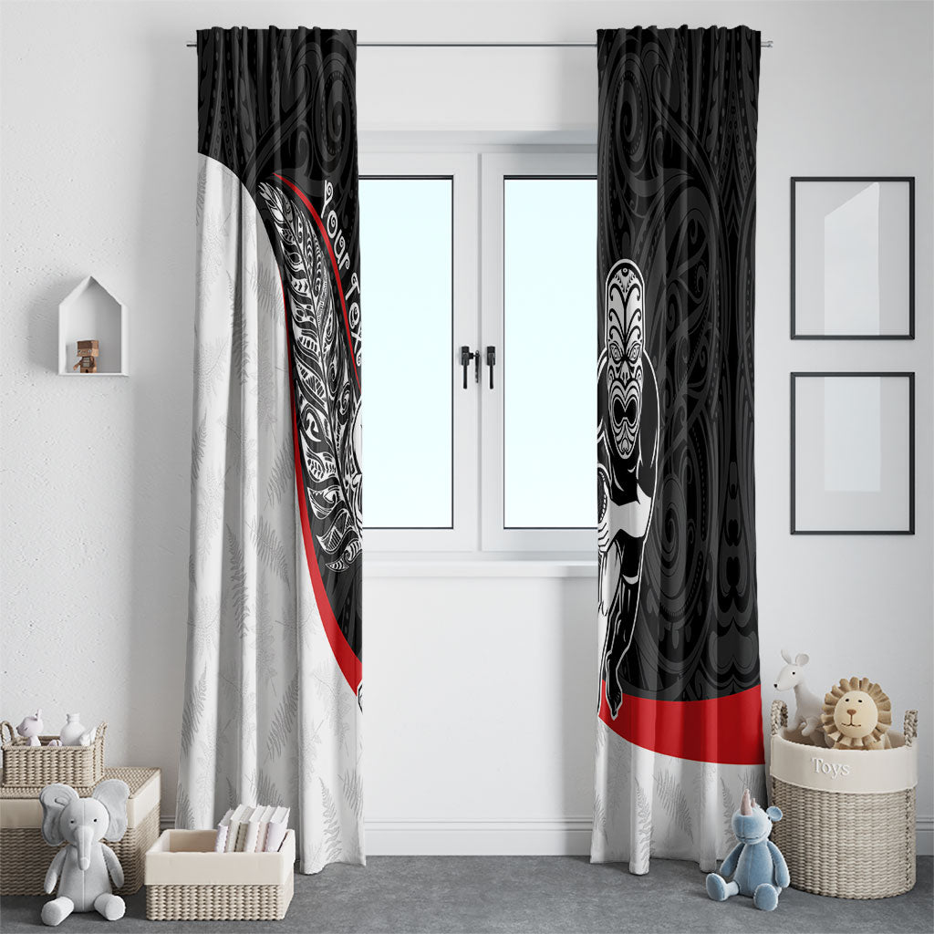 Personalised Aotearoa Lawn Bowls Window Curtain Maori Warrior and Silver Fern Sporty Style LT03 - Polynesian Pride