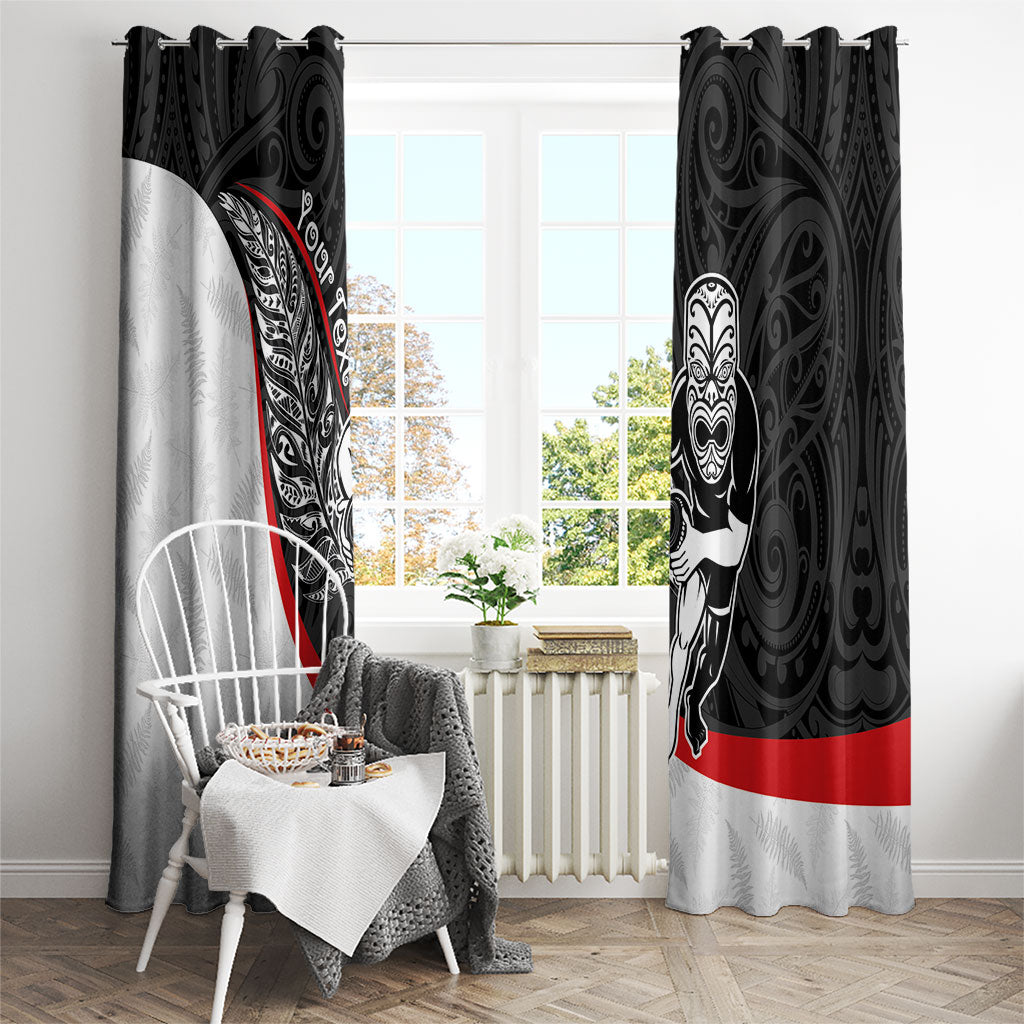 Personalised Aotearoa Lawn Bowls Window Curtain Maori Warrior and Silver Fern Sporty Style LT03 - Polynesian Pride
