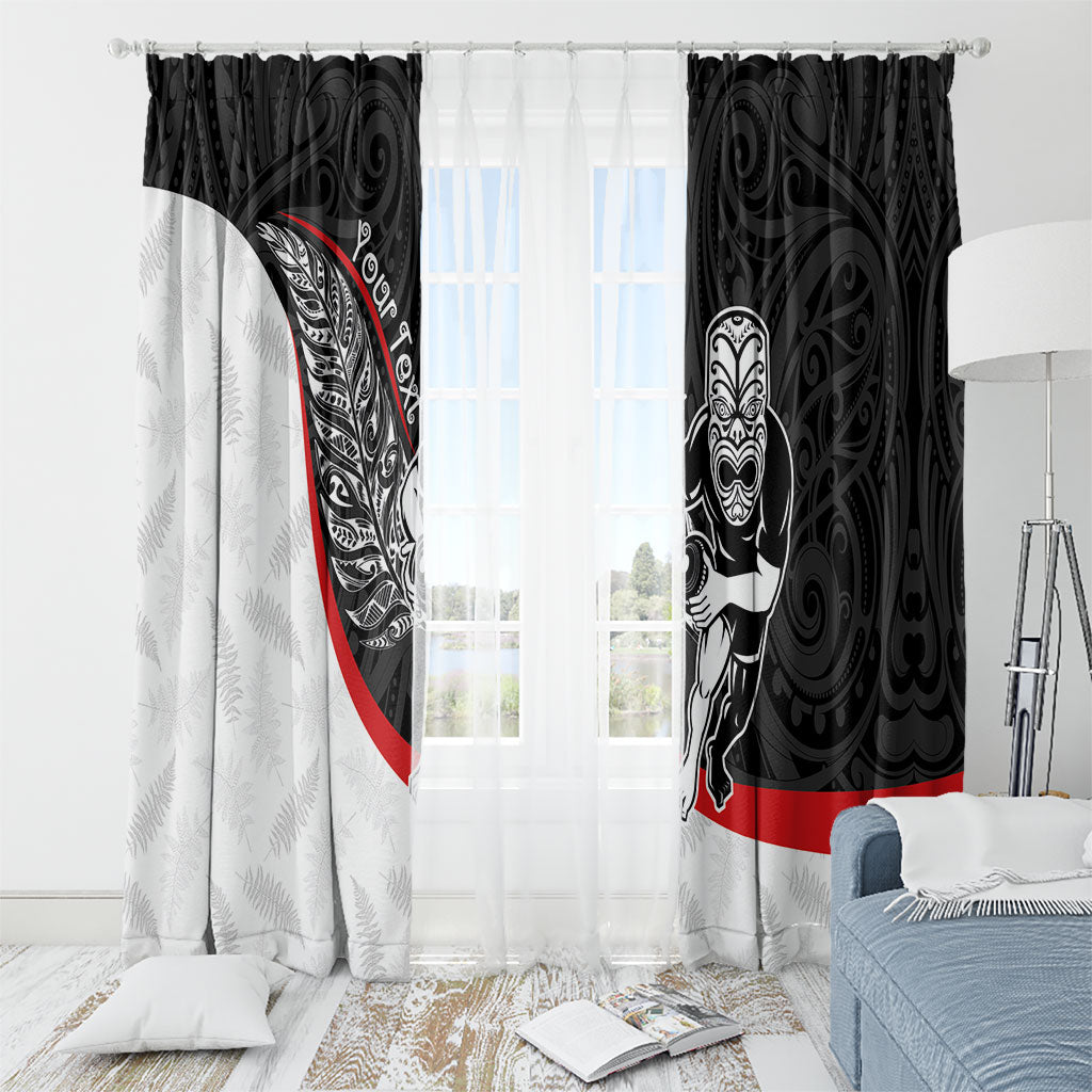Personalised Aotearoa Lawn Bowls Window Curtain Maori Warrior and Silver Fern Sporty Style LT03 - Polynesian Pride