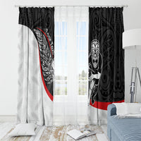 Personalised Aotearoa Lawn Bowls Window Curtain Maori Warrior and Silver Fern Sporty Style LT03 - Polynesian Pride