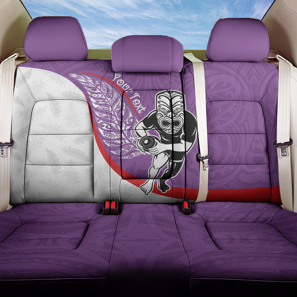 Personalised Aotearoa Lawn Bowls Back Car Seat Cover Maori Warrior and Silver Fern Sporty Style Purple LT03 One Size Purple - Polynesian Pride