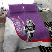 Personalised Aotearoa Lawn Bowls Bedding Set Maori Warrior and Silver Fern Sporty Style Purple LT03 - Polynesian Pride