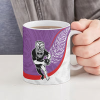Personalised Aotearoa Lawn Bowls Ceramic Mug Maori Warrior and Silver Fern Sporty Style Purple LT03 - Polynesian Pride