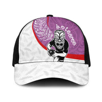 Aotearoa Lawn Bowls Baseball Net Cap Maori Warrior and Silver Fern Sporty Style Pink LT03 One Size Black Pink - Polynesian Pride