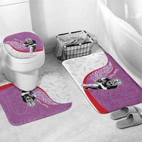 Personalised Aotearoa Lawn Bowls Bathroom Set Maori Warrior and Silver Fern Sporty Style Pink LT03 Mat Set Only (3 pcs) One Size Pink - Polynesian Pride