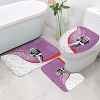 Personalised Aotearoa Lawn Bowls Bathroom Set Maori Warrior and Silver Fern Sporty Style Pink LT03 - Polynesian Pride