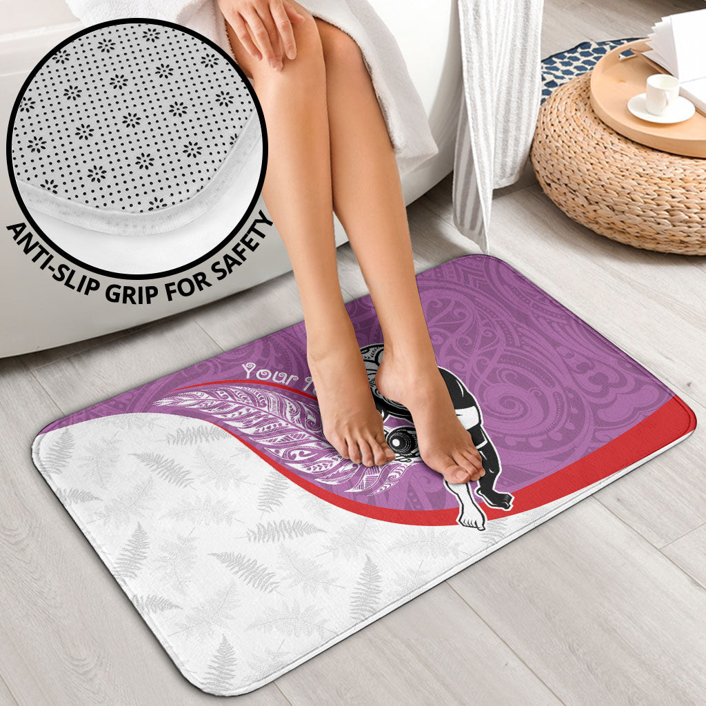 Personalised Aotearoa Lawn Bowls Bathroom Set Maori Warrior and Silver Fern Sporty Style Pink LT03 - Polynesian Pride