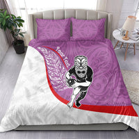 Personalised Aotearoa Lawn Bowls Bedding Set Maori Warrior and Silver Fern Sporty Style Pink LT03 - Polynesian Pride