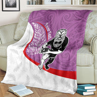 Personalised Aotearoa Lawn Bowls Blanket Maori Warrior and Silver Fern Sporty Style Pink LT03 - Polynesian Pride