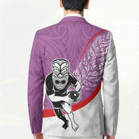 Personalised Aotearoa Lawn Bowls Blazer Maori Warrior and Silver Fern Sporty Style Pink LT03 - Polynesian Pride