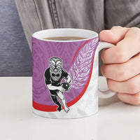 Personalised Aotearoa Lawn Bowls Ceramic Mug Maori Warrior and Silver Fern Sporty Style Pink LT03 - Polynesian Pride