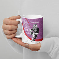 Personalised Aotearoa Lawn Bowls Ceramic Mug Maori Warrior and Silver Fern Sporty Style Pink LT03 - Polynesian Pride