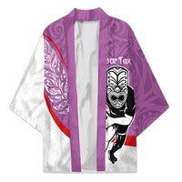 Personalised Aotearoa Lawn Bowls Kimono Maori Warrior and Silver Fern Sporty Style Pink LT03 Unisex Pink - Polynesian Pride