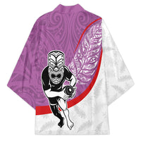 Personalised Aotearoa Lawn Bowls Kimono Maori Warrior and Silver Fern Sporty Style Pink LT03 - Polynesian Pride