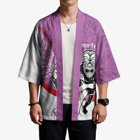 Personalised Aotearoa Lawn Bowls Kimono Maori Warrior and Silver Fern Sporty Style Pink LT03 - Polynesian Pride