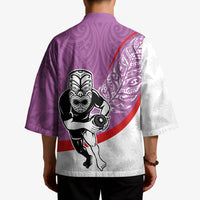 Personalised Aotearoa Lawn Bowls Kimono Maori Warrior and Silver Fern Sporty Style Pink LT03 - Polynesian Pride
