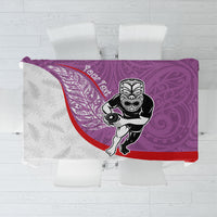 Personalised Aotearoa Lawn Bowls Tablecloth Maori Warrior and Silver Fern Sporty Style Pink LT03 Pink - Polynesian Pride