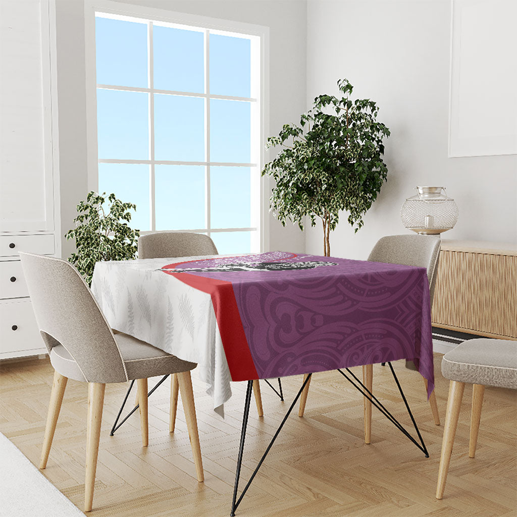 Personalised Aotearoa Lawn Bowls Tablecloth Maori Warrior and Silver Fern Sporty Style Pink LT03 - Polynesian Pride