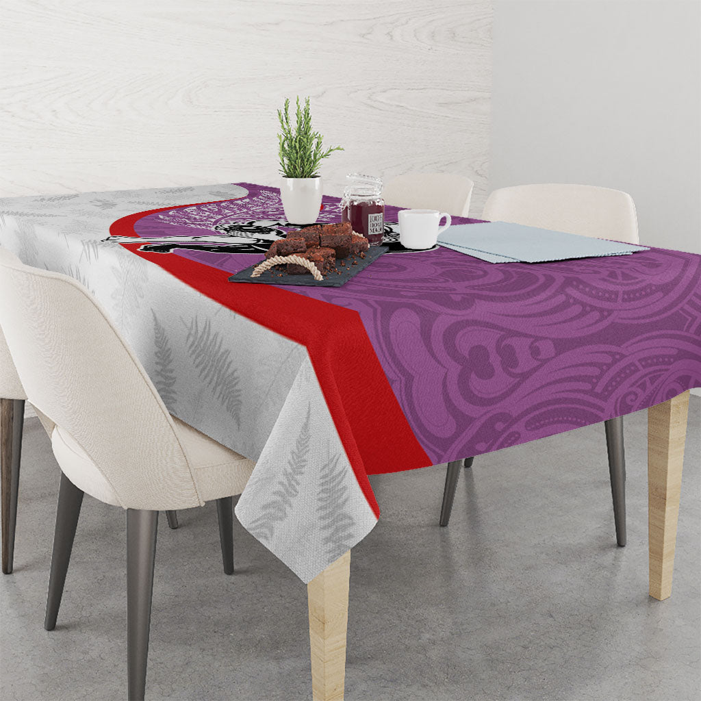 Personalised Aotearoa Lawn Bowls Tablecloth Maori Warrior and Silver Fern Sporty Style Pink LT03 - Polynesian Pride