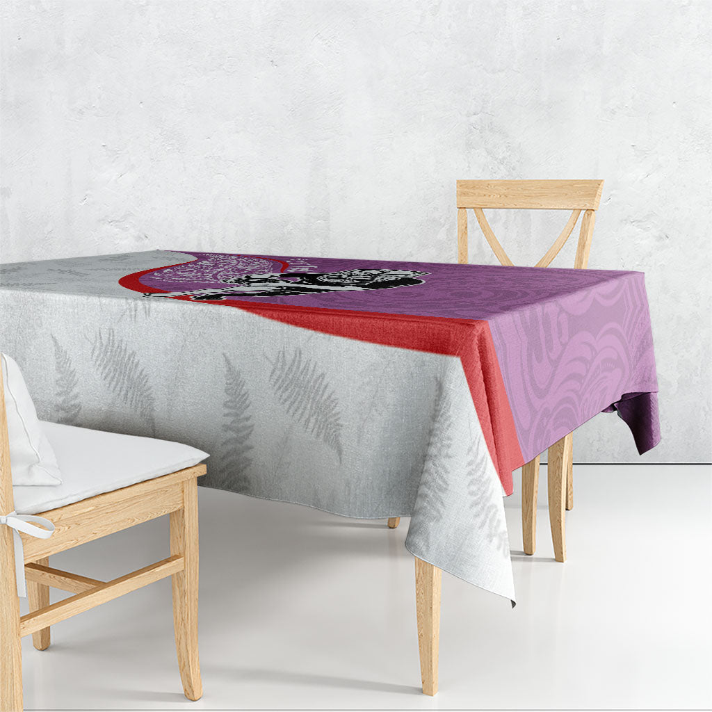 Personalised Aotearoa Lawn Bowls Tablecloth Maori Warrior and Silver Fern Sporty Style Pink LT03 - Polynesian Pride