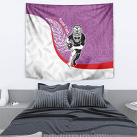 Personalised Aotearoa Lawn Bowls Tapestry Maori Warrior and Silver Fern Sporty Style Pink LT03 - Polynesian Pride