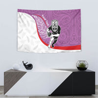 Personalised Aotearoa Lawn Bowls Tapestry Maori Warrior and Silver Fern Sporty Style Pink LT03 - Polynesian Pride