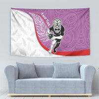 Personalised Aotearoa Lawn Bowls Tapestry Maori Warrior and Silver Fern Sporty Style Pink LT03 - Polynesian Pride