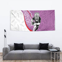 Personalised Aotearoa Lawn Bowls Tapestry Maori Warrior and Silver Fern Sporty Style Pink LT03 - Polynesian Pride