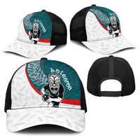 Aotearoa Lawn Bowls Baseball Net Cap Maori Warrior and Silver Fern Sporty Style Teal LT03 - Polynesian Pride