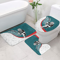 Personalised Aotearoa Lawn Bowls Bathroom Set Maori Warrior and Silver Fern Sporty Style Teal LT03 - Polynesian Pride