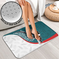 Personalised Aotearoa Lawn Bowls Bathroom Set Maori Warrior and Silver Fern Sporty Style Teal LT03 - Polynesian Pride