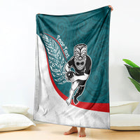 Personalised Aotearoa Lawn Bowls Blanket Maori Warrior and Silver Fern Sporty Style Teal LT03 - Polynesian Pride