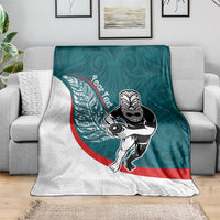Personalised Aotearoa Lawn Bowls Blanket Maori Warrior and Silver Fern Sporty Style Teal LT03 - Polynesian Pride