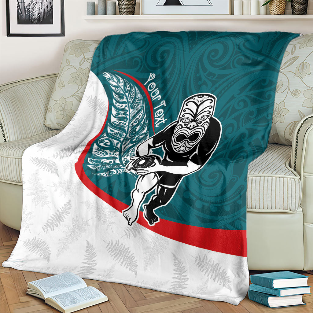 Personalised Aotearoa Lawn Bowls Blanket Maori Warrior and Silver Fern Sporty Style Teal LT03 - Polynesian Pride