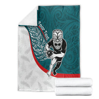 Personalised Aotearoa Lawn Bowls Blanket Maori Warrior and Silver Fern Sporty Style Teal LT03 - Polynesian Pride