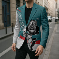 Personalised Aotearoa Lawn Bowls Blazer Maori Warrior and Silver Fern Sporty Style Teal LT03 - Polynesian Pride