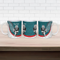 Personalised Aotearoa Lawn Bowls Ceramic Mug Maori Warrior and Silver Fern Sporty Style Teal LT03 - Polynesian Pride