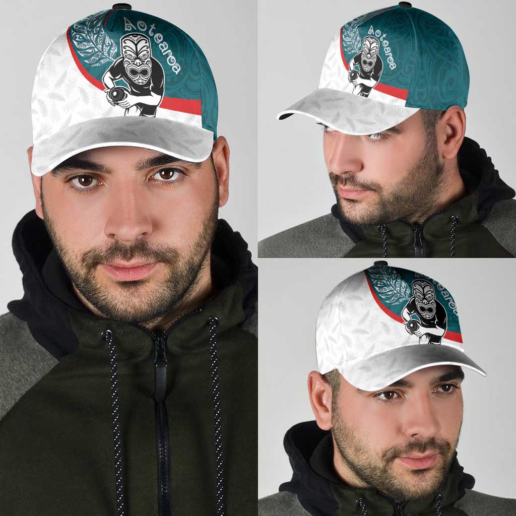 Aotearoa Lawn Bowls Classic Cap Maori Warrior and Silver Fern Sporty Style Teal LT03 - Polynesian Pride