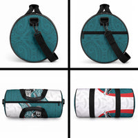 Personalised Aotearoa Lawn Bowls Duffle Bag Maori Warrior and Silver Fern Sporty Style Teal LT03 - Polynesian Pride