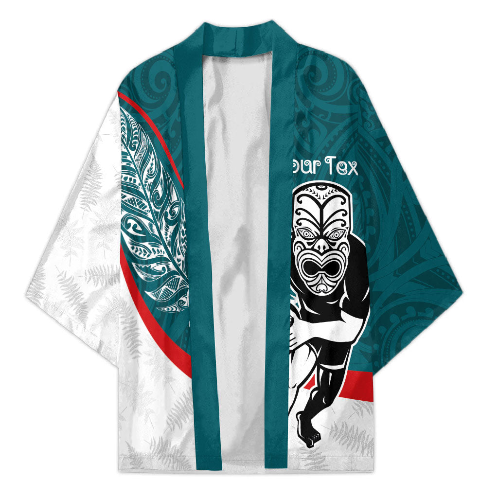 Personalised Aotearoa Lawn Bowls Kimono Maori Warrior and Silver Fern Sporty Style Teal LT03 Unisex Teal - Polynesian Pride