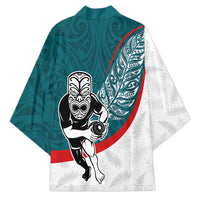 Personalised Aotearoa Lawn Bowls Kimono Maori Warrior and Silver Fern Sporty Style Teal LT03 - Polynesian Pride