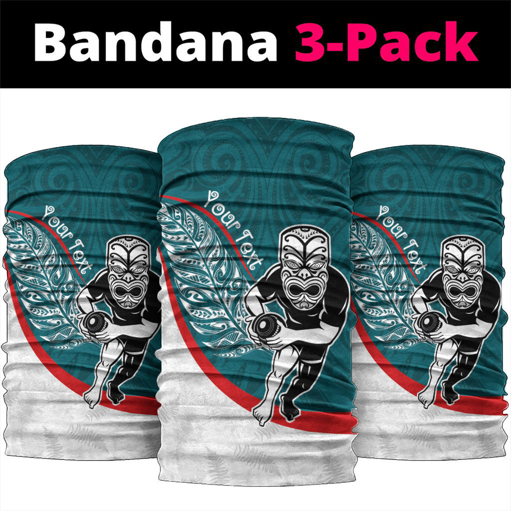 Personalised Aotearoa Lawn Bowls Neck Gaiter Maori Warrior and Silver Fern Sporty Style Teal LT03 package One Size: 25*50cm Teal - Polynesian Pride