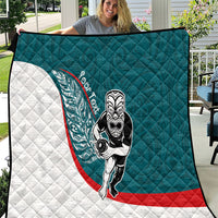 Personalised Aotearoa Lawn Bowls Quilt Maori Warrior and Silver Fern Sporty Style Teal LT03 Teal - Polynesian Pride