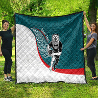 Personalised Aotearoa Lawn Bowls Quilt Maori Warrior and Silver Fern Sporty Style Teal LT03 - Polynesian Pride